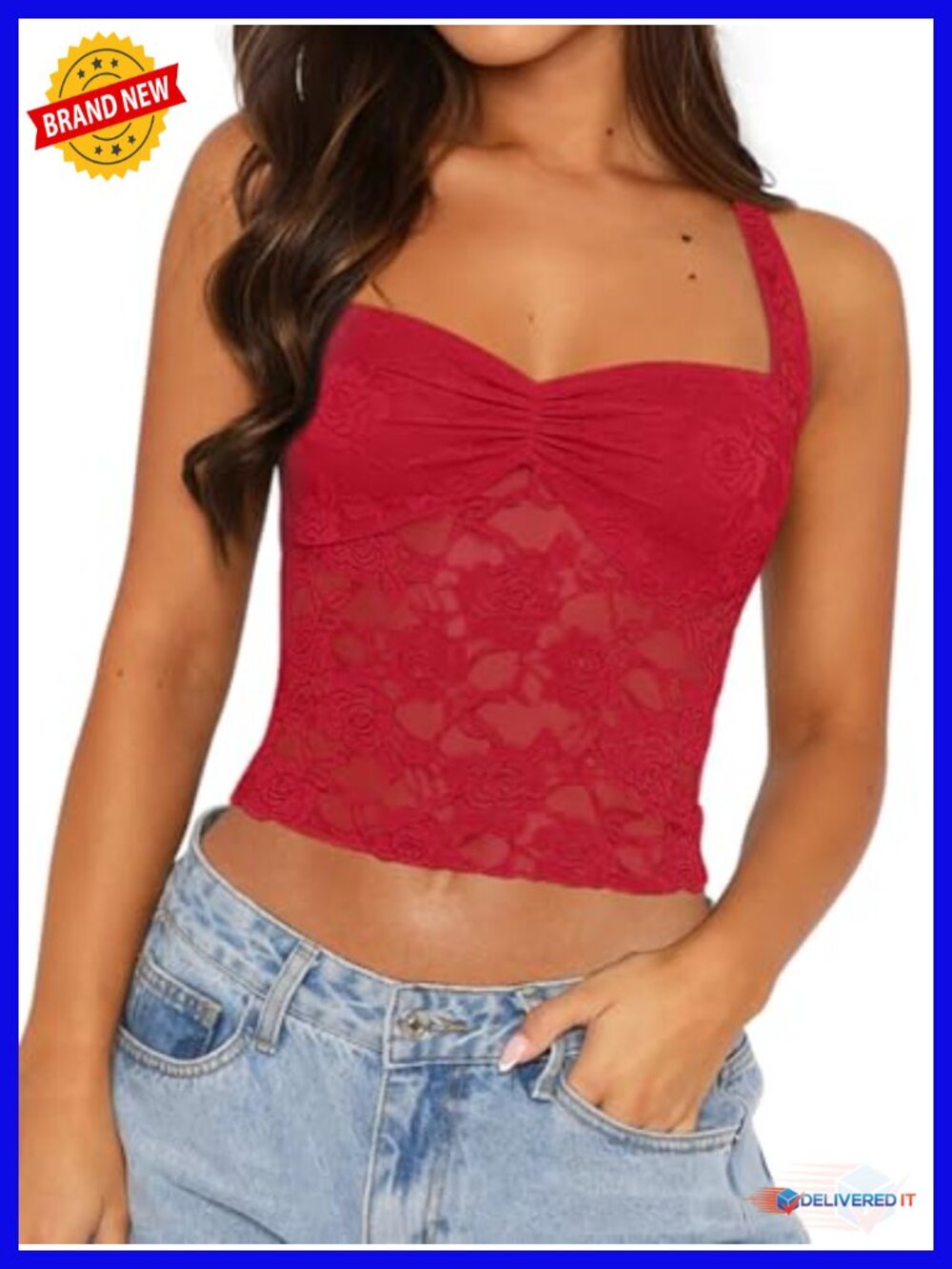 Lace Halter Crop Top Going Out Tank Y2k Trendy